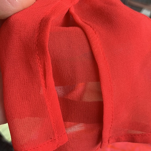 ORANGE SILK CHIFFON OMBRÉ BLOUSE - Picture 5 of 11